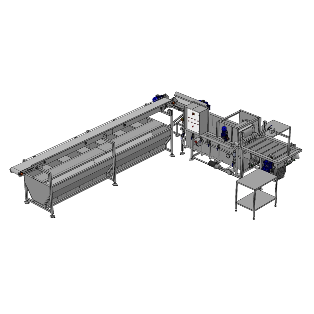 Bubble washing tank, manual sorting, and crate packing of field product